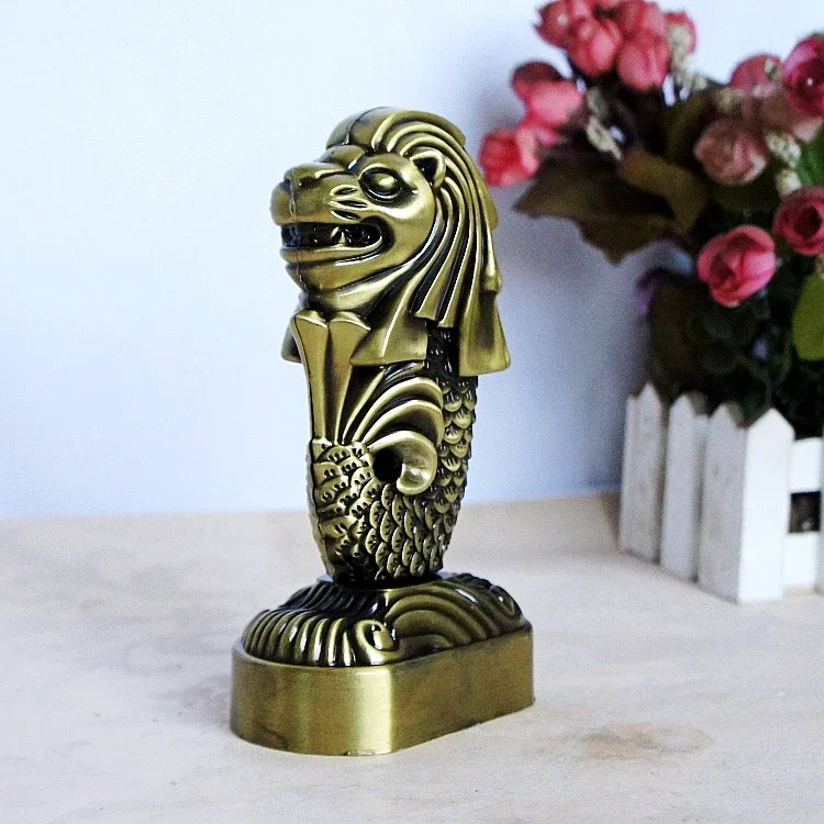 Zhejiang Wholesale Metal Crafts Singapore Souvenir Merlion Statue for Desktop Ornaments