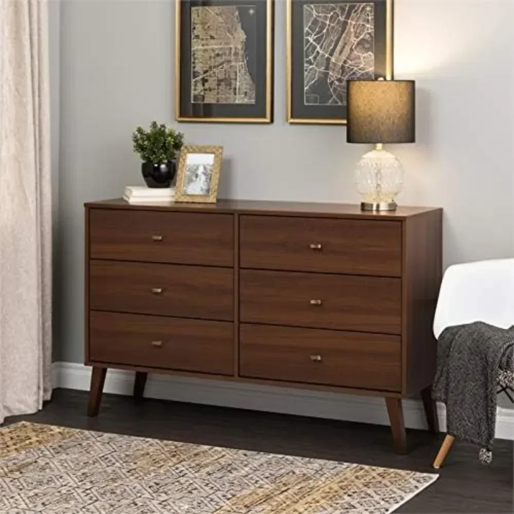 Milo Mid-Century 6 Drawer Dresser For Bedroom, 16