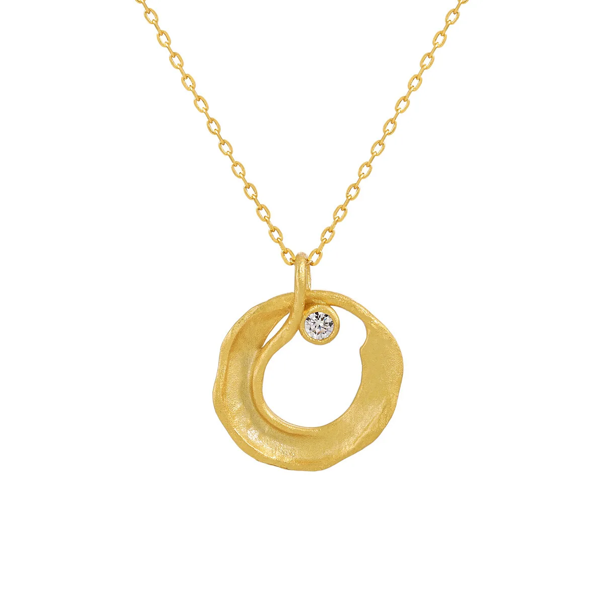 

Women's S925 Pure Silver 18K Gold Plated Necklace With Light Luxury Irregular Circle Pendant Fine Chains Jewelry Accessories