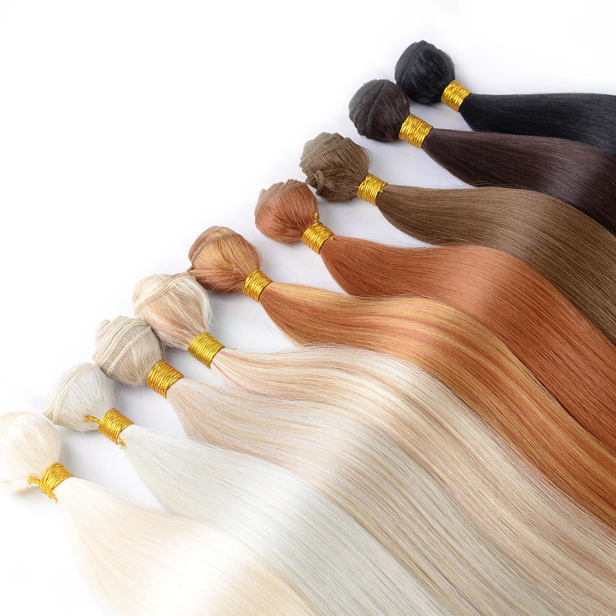 Extensiones de cabello liso de 24 pulgadas, mechones de pelo ombré, fibra resistente al calor, tejido sintético