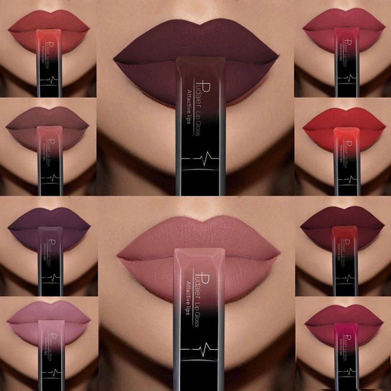 Pudaier Nude Matte Líquido Batons Impermeável Long Lip Gloss Sexy Red Velvet Lip Tint Mulheres Maquiagem Cosméticos Batom