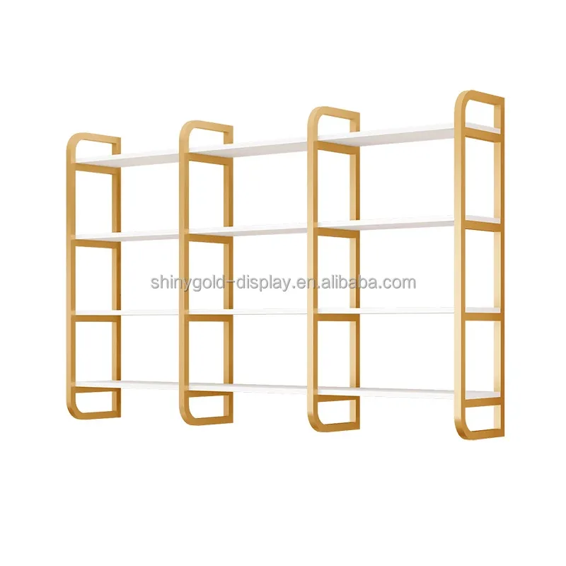 custom.New Designs Lip Gloss Perfume Makeup Display Shelves Cabinet Stainless Steels Gold Cosmetic Display Stand Cosmetics
