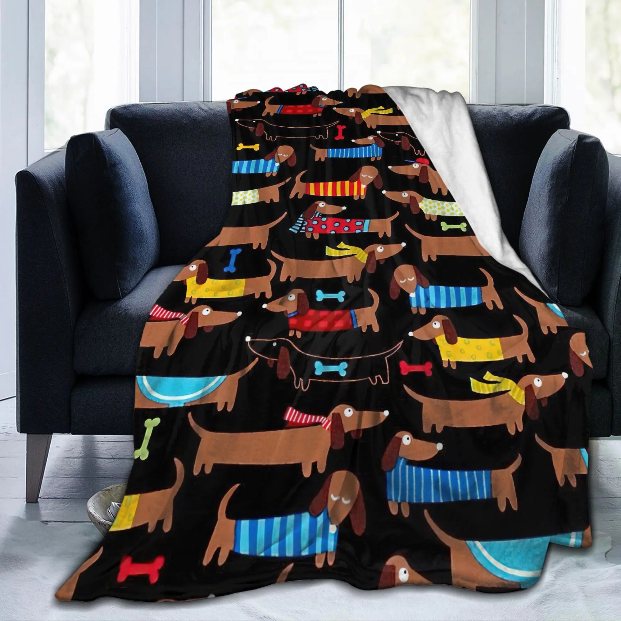 

Плюшевое одеяло в стиле ретро для собаки, таксы, креативные одеяла с героями мультфильмов для дома, одеяло 200x150 см