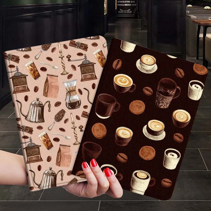 

Art Coffee Bean Pattern Tablet Case For Samsung Galaxy Tab S7 S8 S9 S10 FE Plus 12.4 13.1 Inch
