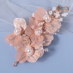 Flower Wedding Hair Accessories Hairbands Fashion Pearls Headbands For Women Elegant Birthday Party Bridal Headwear Hair Jewelry