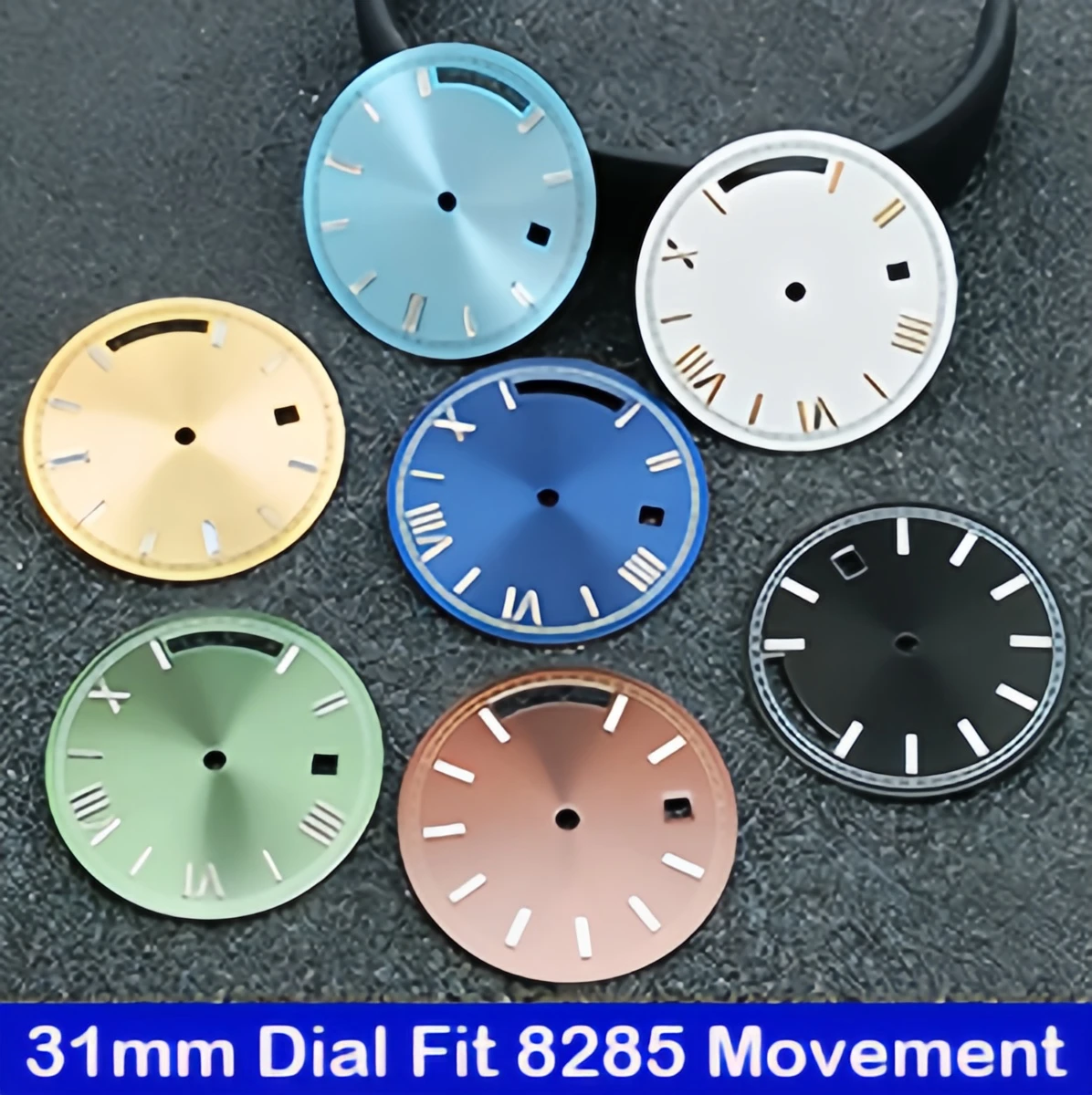8285 31mm Dials Blue Luminous  Fit Miyota 8285 Movement Silvery/Blue/Gold/White/Black Calendar Dial Men‘s Watch Accessories