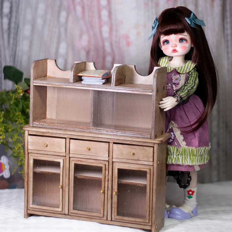 YESTARY BJD Dolls Furniture Cabinet DIY Material Packs For 1/6 1/12 Blythe Ob24 Dollhouse Miniature Furniture Locker Sideboard