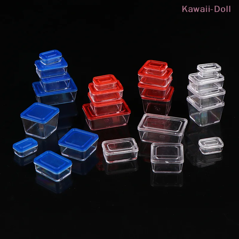 4Pcs/Set 1/12 Dollhouse Mini Fresh Keeping Box Lunch Box Model Kitchen Tableware Decoration