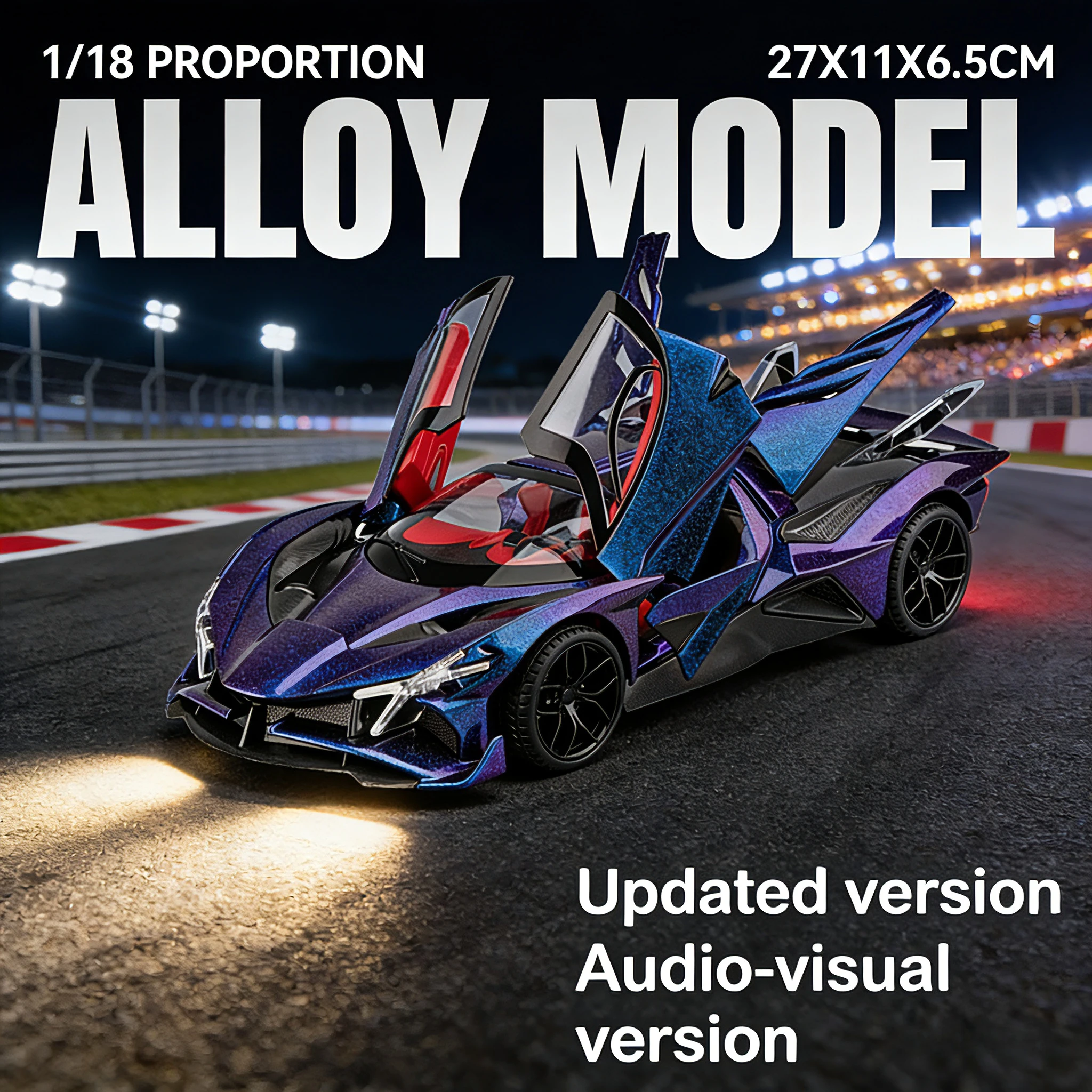 

Подарочный набор Abolu 1:18 — модель спортивного гоночного автомобиля из звукового и светового сплава, металлический концептуальный гоночный автомобиль, четыре раздвижных двери, коллекция.