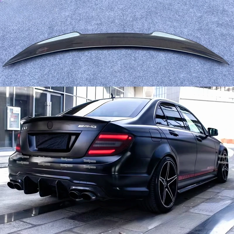 

R Style ABS Glossy Black /Carbon Fiber Look Rear Trunk Lip Spoiler Wings For Mercedes-Benz W204 sedan 4doors C350 C63 2008-2013