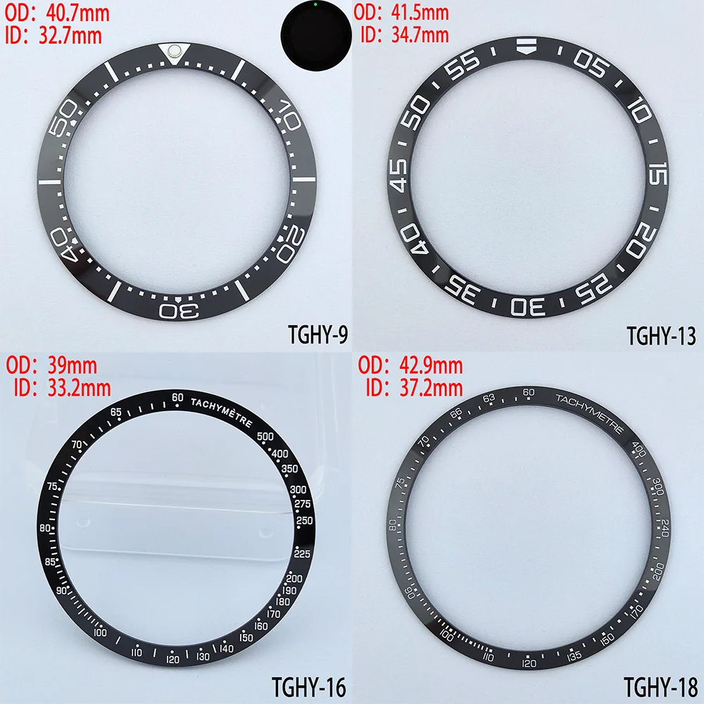 OD:39mm 40.7mm 41.5mm 42.9mm TGHY7-18 Watch Bezel TAG Sloping Luminousand non lumi Watch Ring Ceramic Bezel Insert Replacement