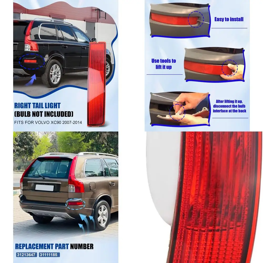 

Volvo XC90 2007-2014 Driver Side Rear Bumper Reflector & Tail Light Assembly without Bulbs, Replaces Part #31213647371111185