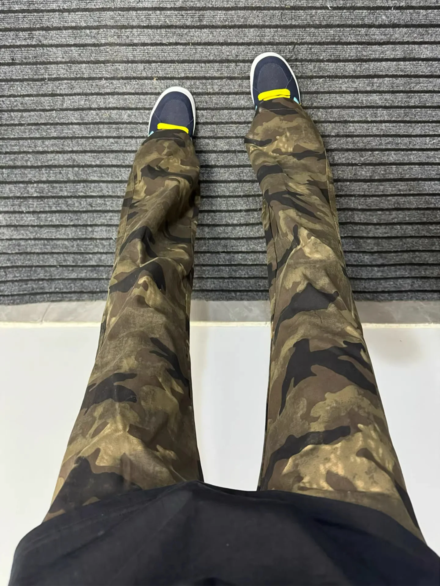 

Cleanfit American Retro Camouflage Jeans Men's Spring Vibe Flared Straight Leg Knife Denim Jeans Low Waist Washed Cotton...