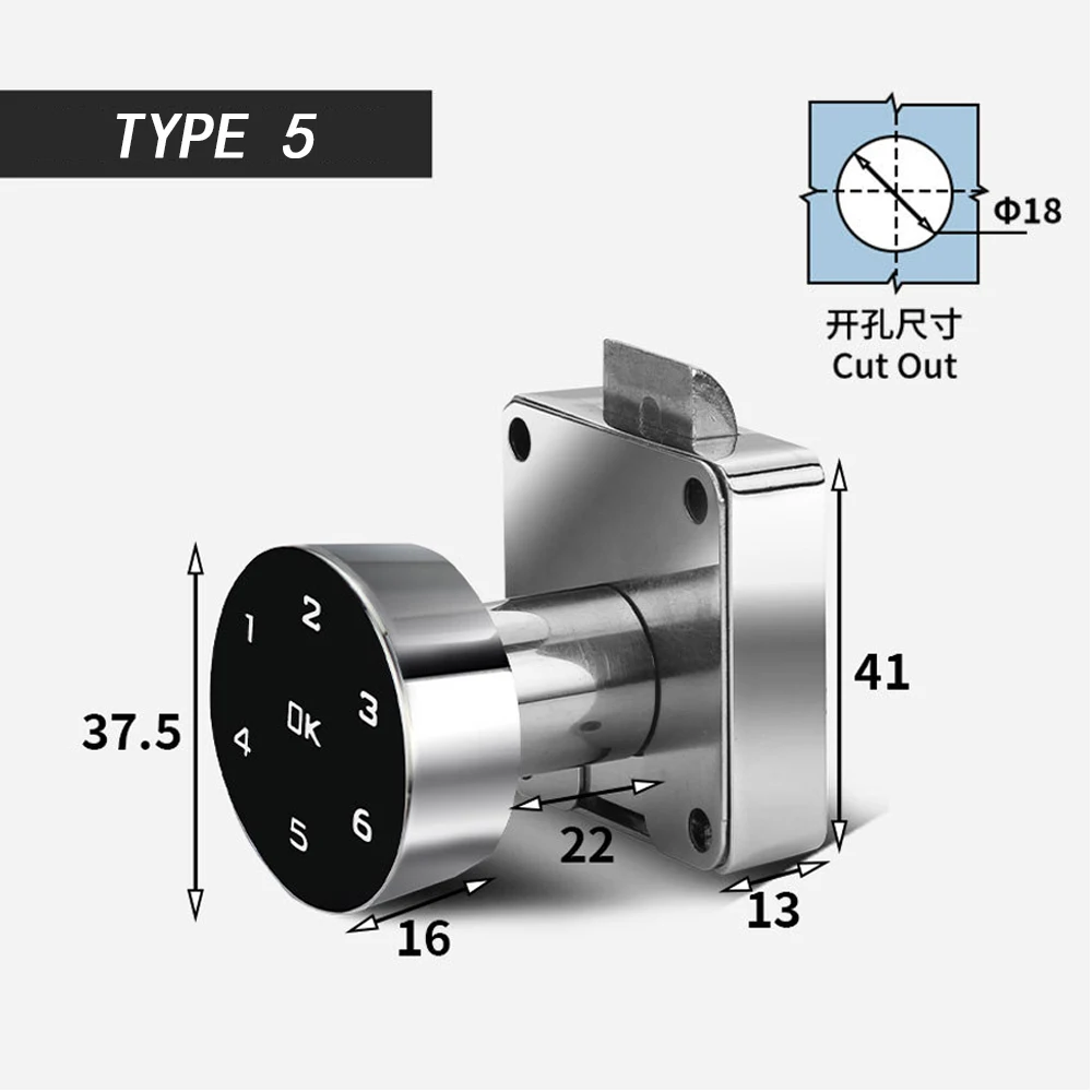 Smart Password Lock Touch Screen Digital  Security Lock Wood Cabinet Keypad Drawer Office Digital Electronic Lock