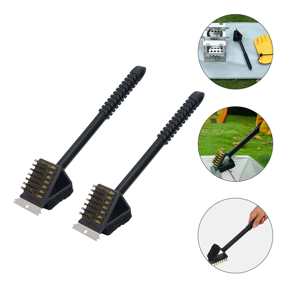 

2pcs Creative 3 In 1 Grill Brush Bbq Brush Outdoor Cleaner Heavy Duty Grate Scrubber Tool For Bbq Accessories Ergonomic Handle
