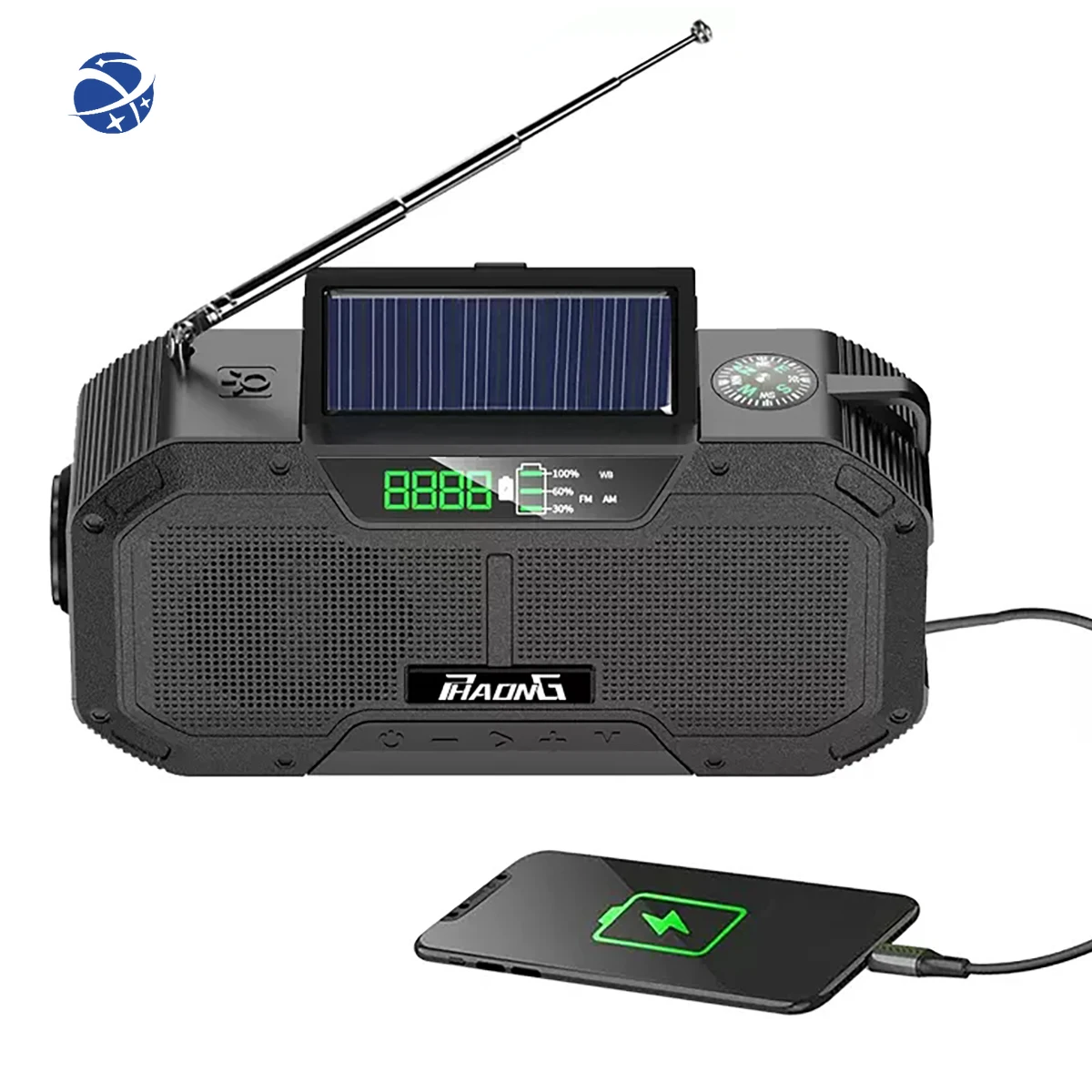 

YYHC Solar USB Charging Hand Crank Dynamo Power Bank NOAA /AM/FM Portable Radio with LED Flashlight SOS Emergency Mp3