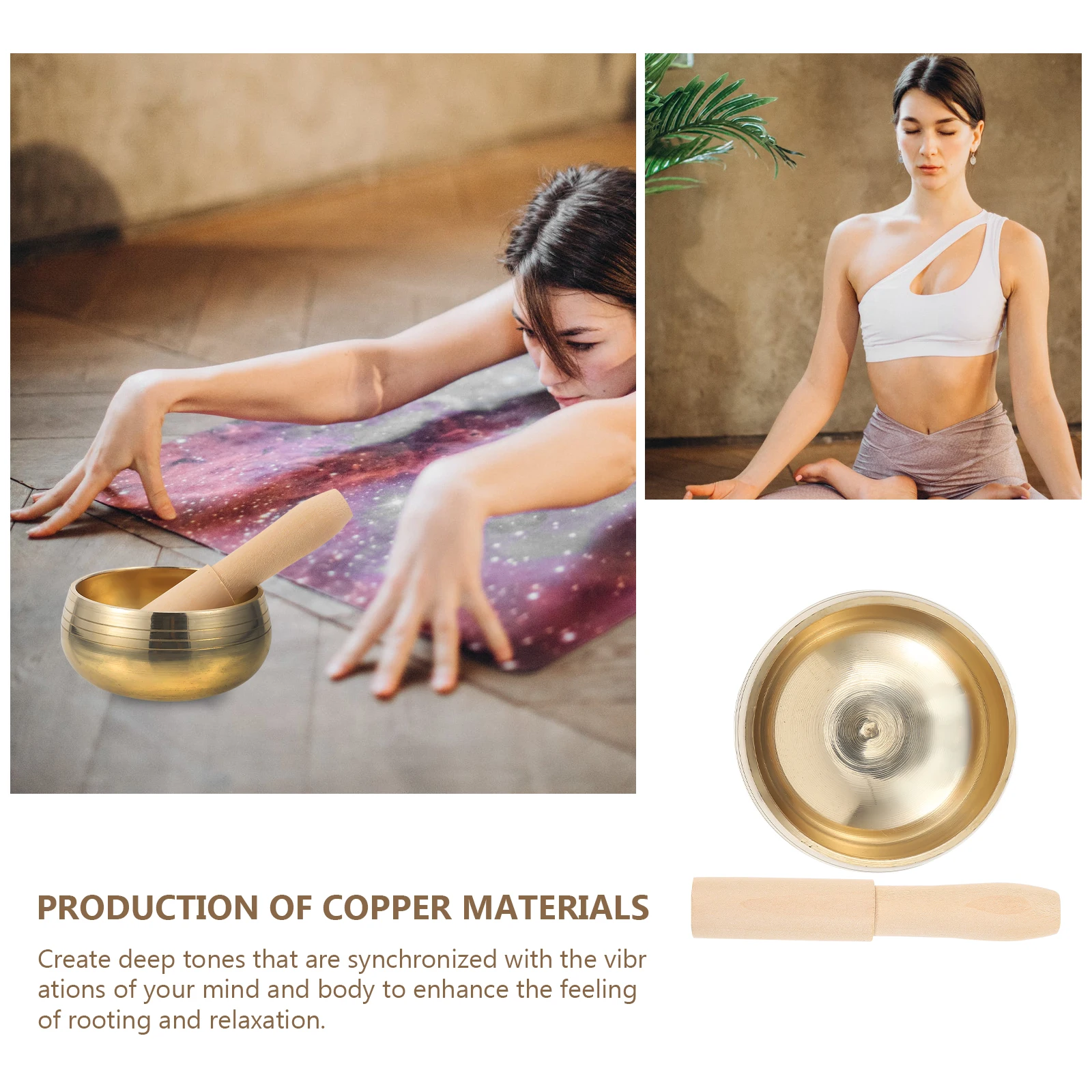 

Music Bowl Instruments Yoga Meditation Creative Tibetan Suond Holder with Mallet to Heal Sound Singing Clapper