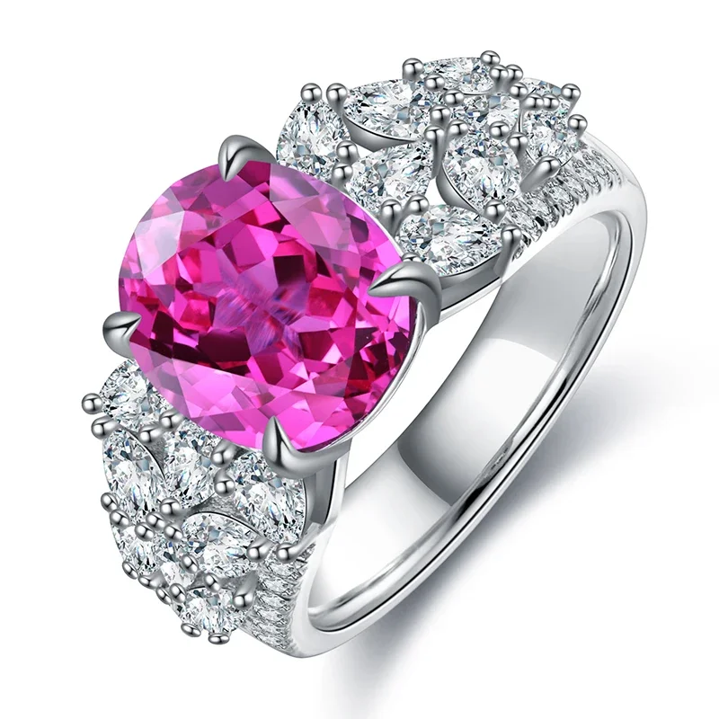 

Pirmiana Women Jewelry S925 Sterling Silver Lab Grown Pink Sapphire Ring Engagement Wedding Party Gifts