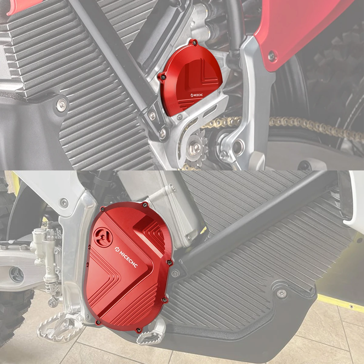 NICECNC For 2025 2024 Stark Varg EX MX Enlarged Left Right Motor Cover Protector Sprocket Cover Chain Guard Kit For STARK VARG