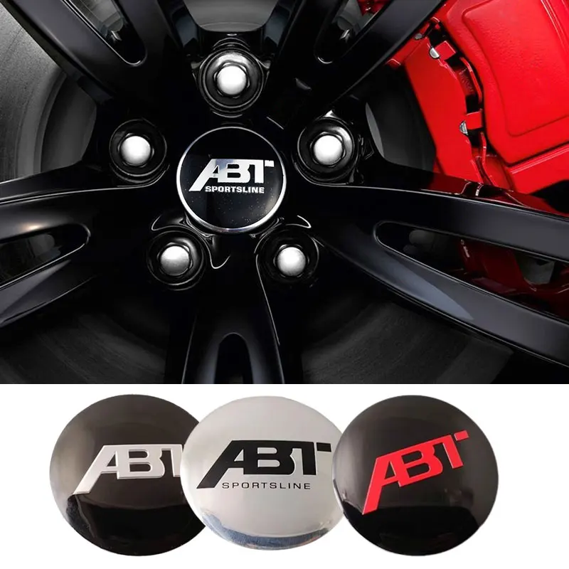 56mm Modified Car Wheel Center Emblem Hub Caps Stickers For ABT Logo Golf Passat Jetta Touareg Tiguan Caddy Vento Bora mk6