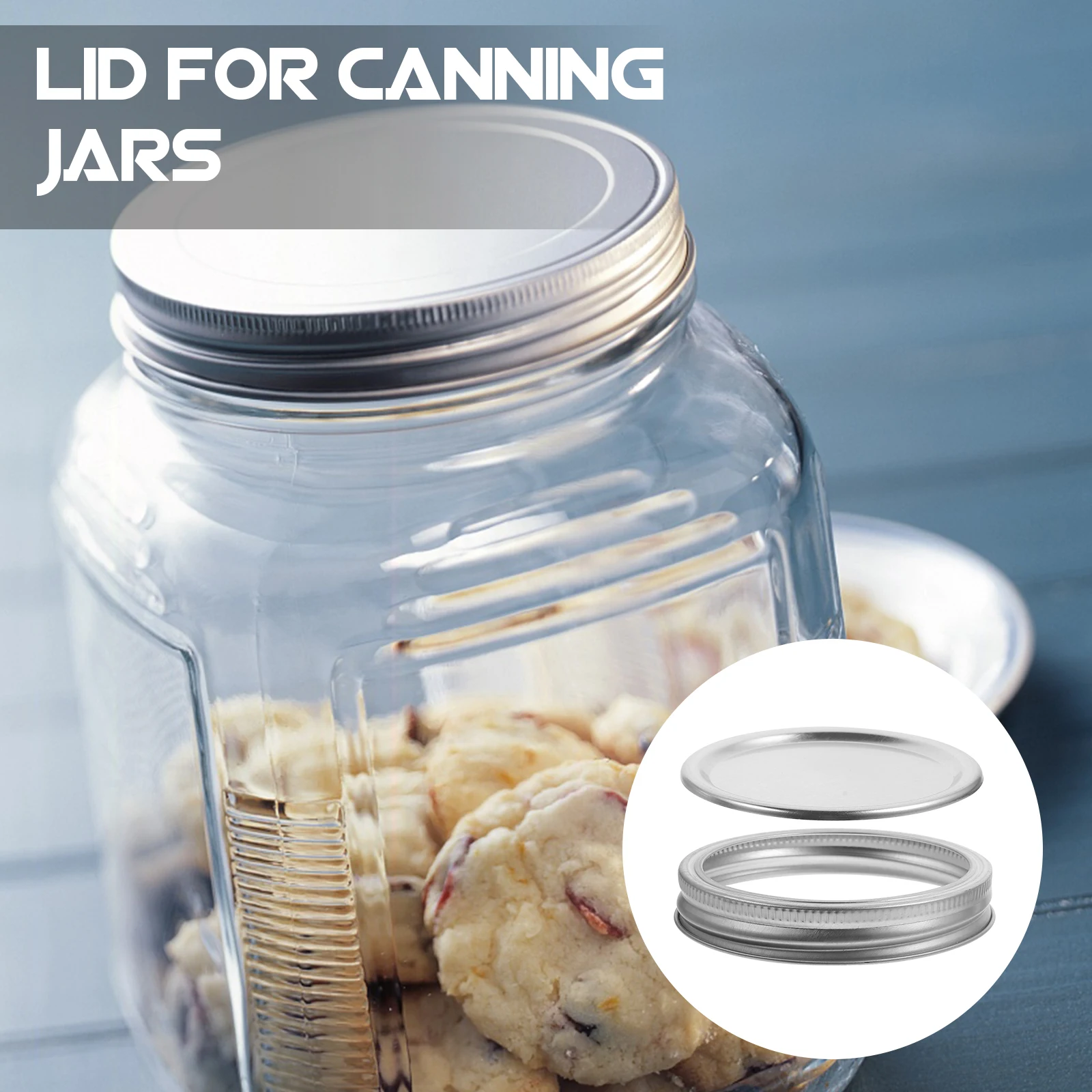 

5 set Mason Jar Lids Canning Tinplate Wide Mouth 86mm Silver Ring Sealing Caps Storage Reusable Leak Proof Durability