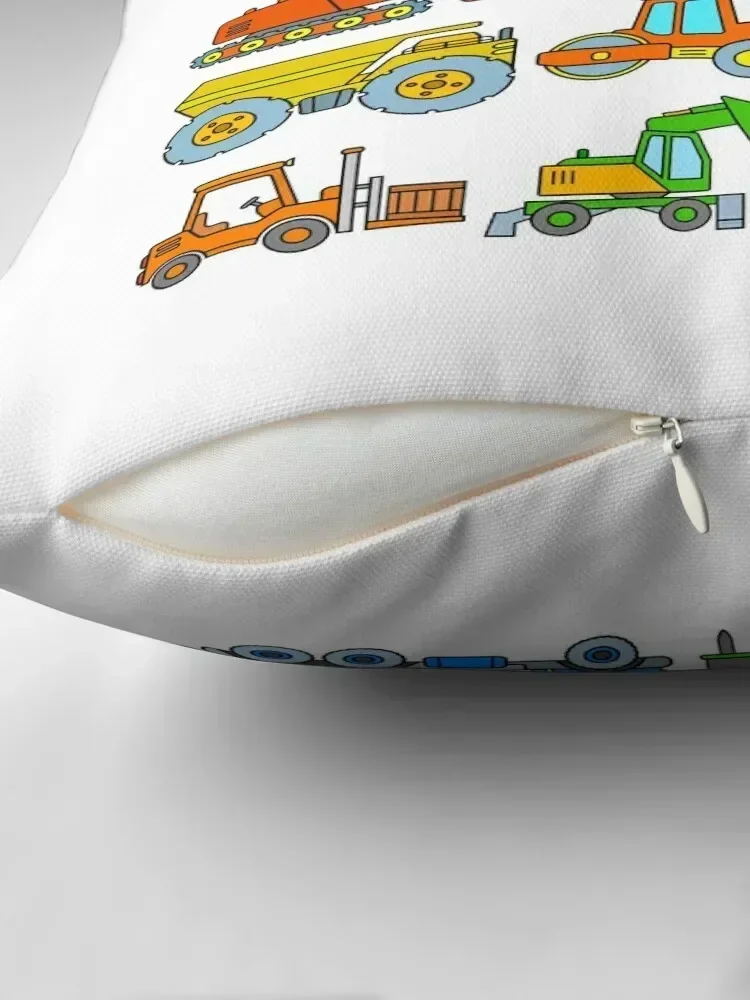 Construction Vehicles Construction Machinery Excavator Trucks Throw Pillow Pillows Aesthetic Cushions pillow