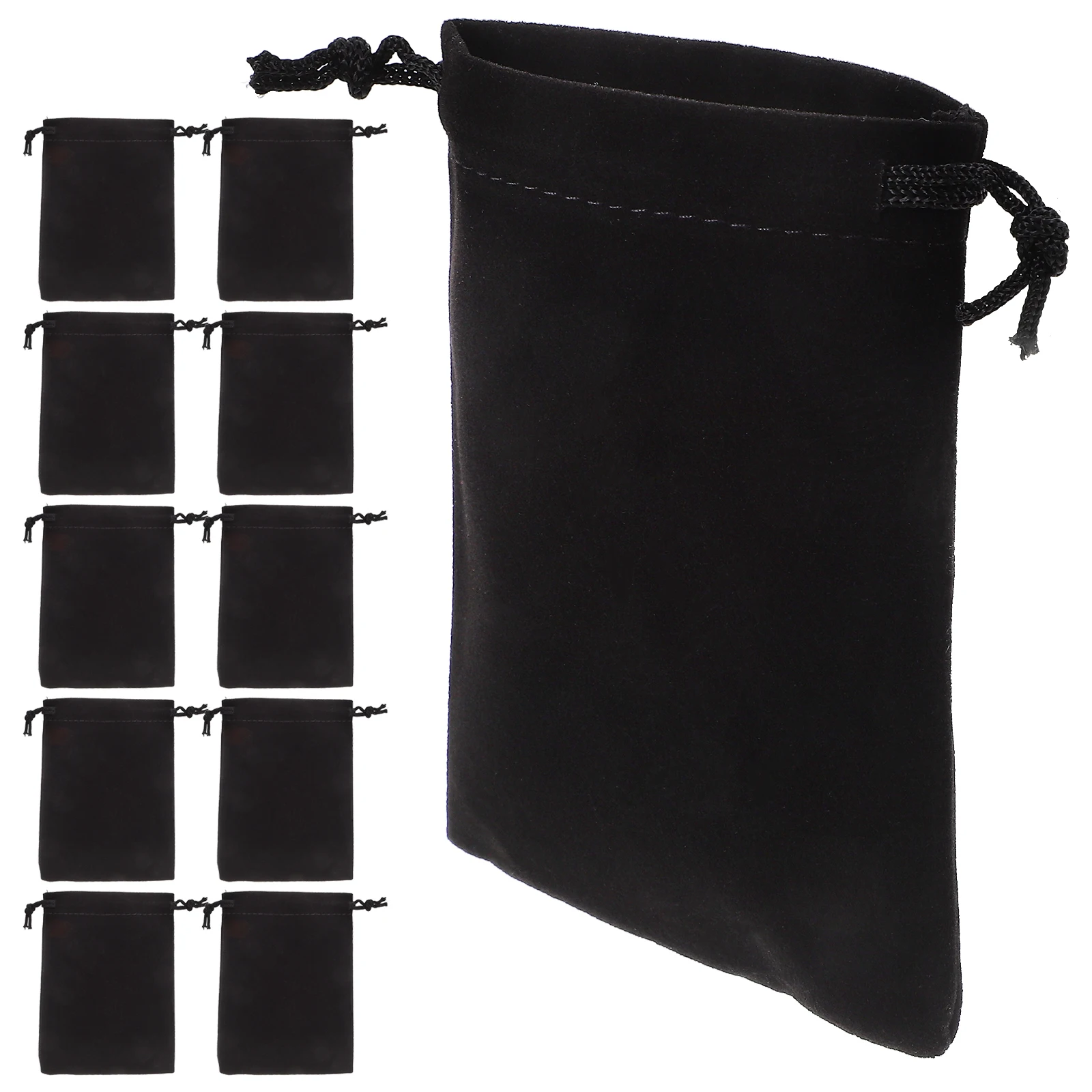 

Black Storage Bag Drawstring Pouch Jewelry Gift Bags Flannel Fabric Soft Scratch Protection Travel Everyday Use Cloth Pouch