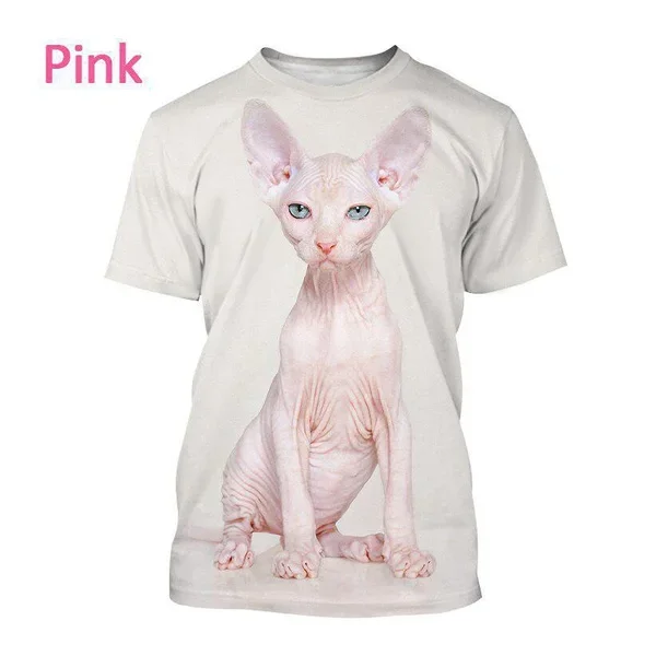 2024 Summer Hot 3D Printed Men\'s T-shirt Personality Animal Sphinx Cat Print Fashion Casual Plus Size Loose Fashion Top