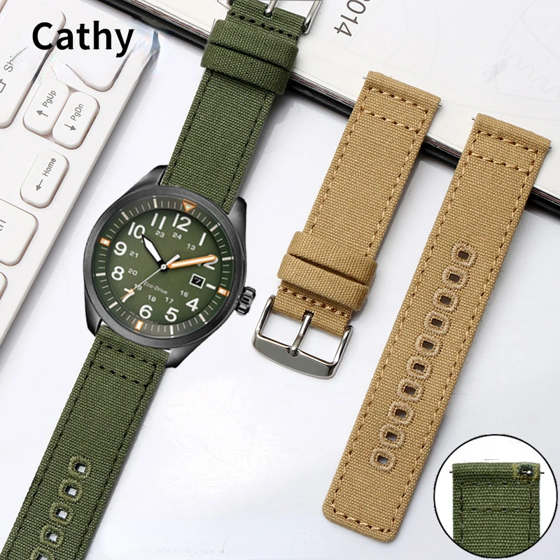 Nylon Watch Strap Men Women for Seiko No. 5 Citizen Mido Waterproof Sweat-Proof Seagull Canvas Watchband Accessories18 20 22mm