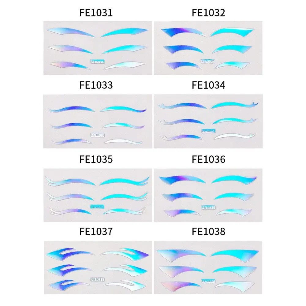 Adesivo facial a laser à prova d'água, autoadesivo, glitter prateado, tatuagem temporária, estrela, borboleta, olhos, sombra, decalque