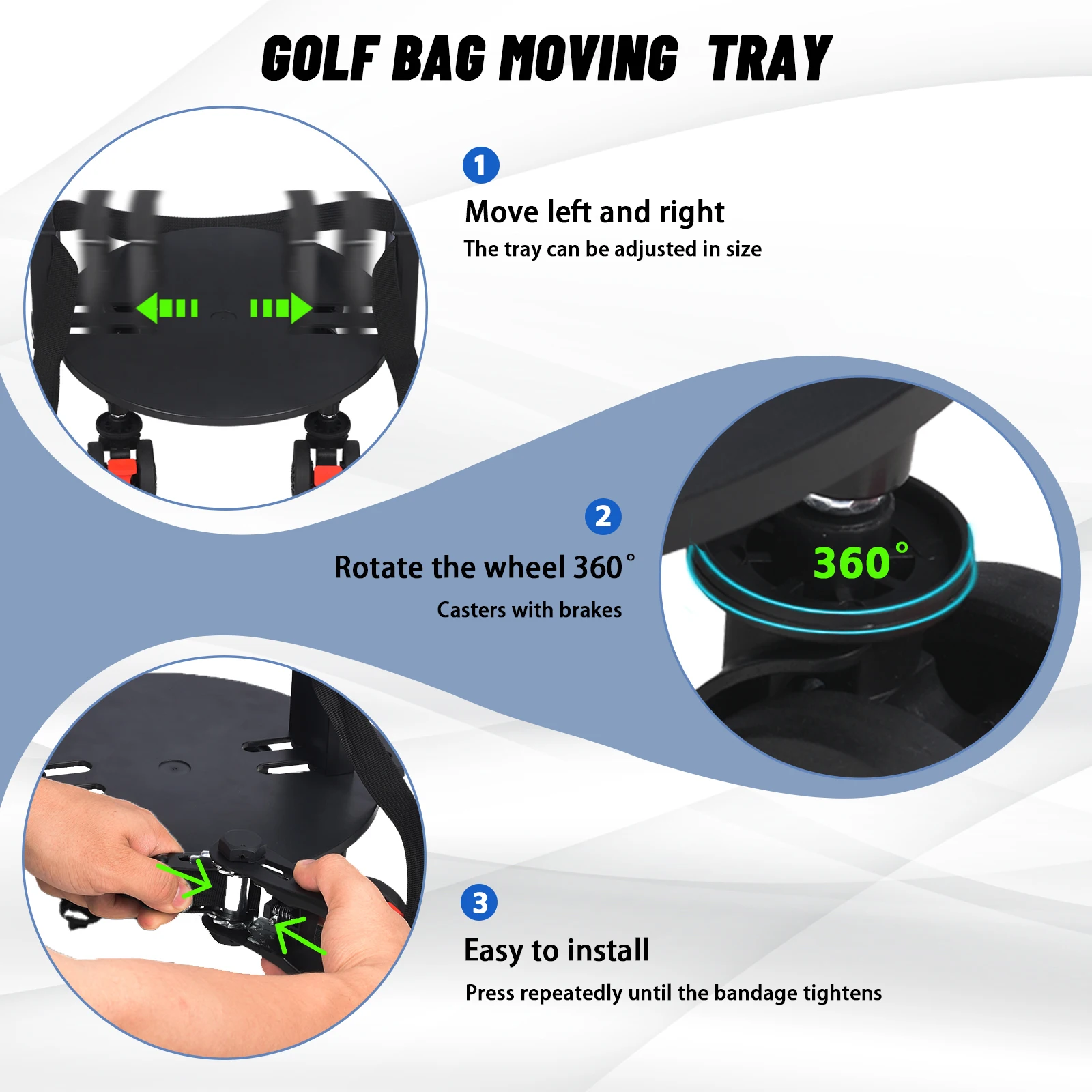 Sac de golf 360 °   Chariot à roues universel, support de Club Portable détachable, Base Mobile