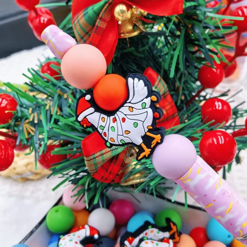 20/50 قطعة جديد عيد الميلاد سيليكون البؤري الخرز لصنع المجوهرات DIY بها بنفسك مطرز أقلام سلاسل المفاتيح الهدايا الاكسسوارات اليدوية #4