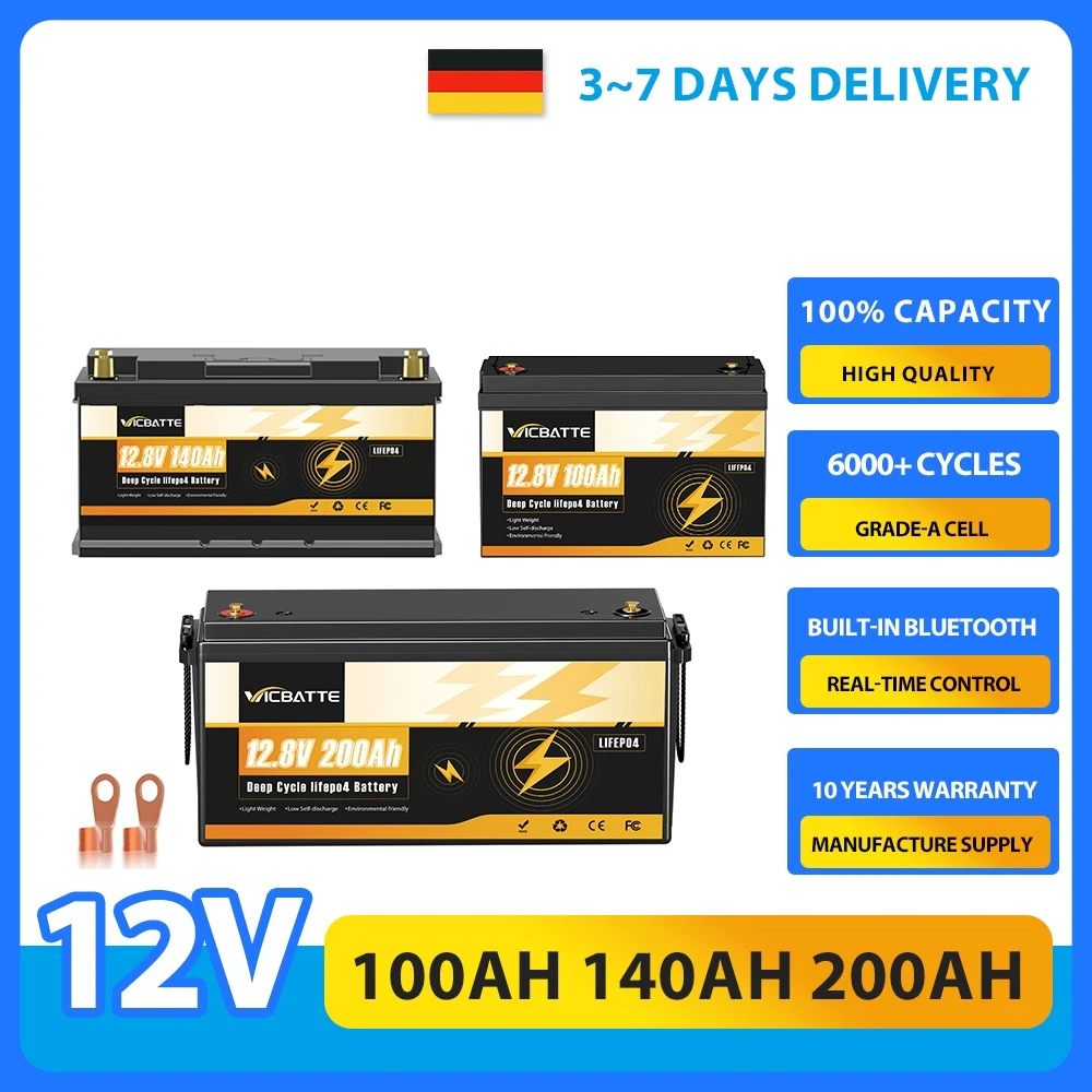 

12v 100ah 140ah 200ah Lifepo4 Battery 6000+ Deep Cycle 12V Lithium Battery for Trolling Motor/Golf Cart/Home appliance/UPS/RV