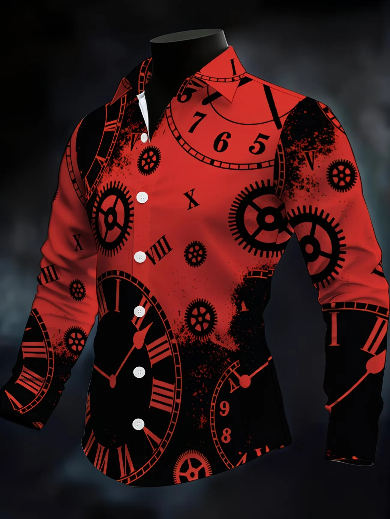 New men's Casual Shirt Long Sleeved Slim Fit 3D Parrot Print Shirt Fashionable Casual men's Pattern Top
