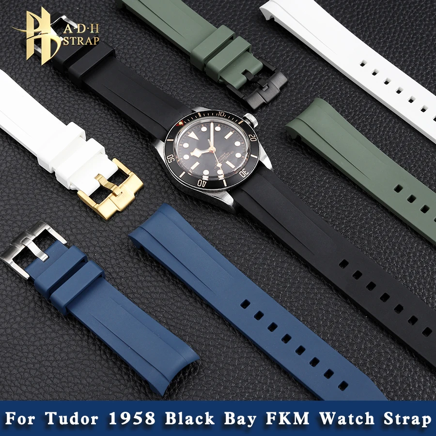 ل تيودور بلاك باي 1958 M79030N/B M79010S M7939G1 FKM حزام ساعة اليد قوس الفم الرياضة حزام الساعات للرجال مقاوم للماء 20 مللي متر حزام لينة