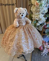 Special Link For Personalized Quinceanera Teddy Bear Dress Bow Rose Gold Flowers Appliques Crystals Bear Not Include Customized