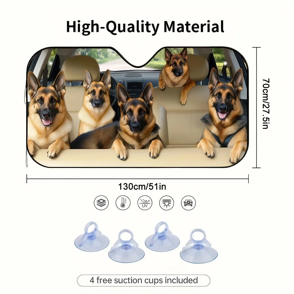 1pc German Shepherd Car Ride Sun Visor - Reduces Sunlight Exposure, Provides Comfortable In-Car Temperature, Ideal For Long Driv