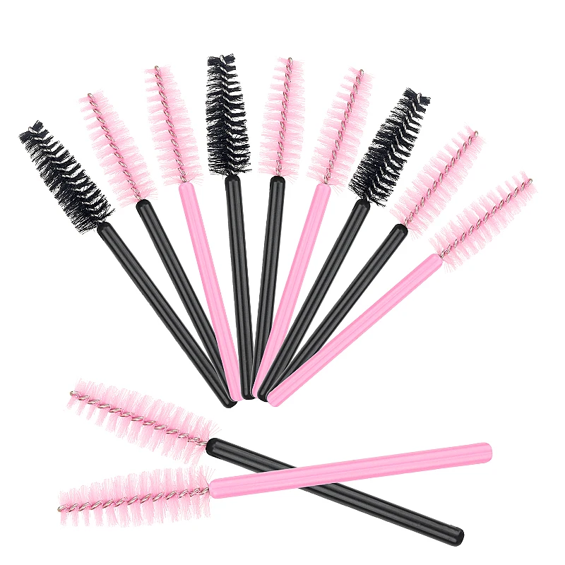 50pcs Short Handle Eyelash Brush Mini Eyebrow Microbrush Mascara Wands Applicator Comb Spoolie Brushes Lash Extension Supplies