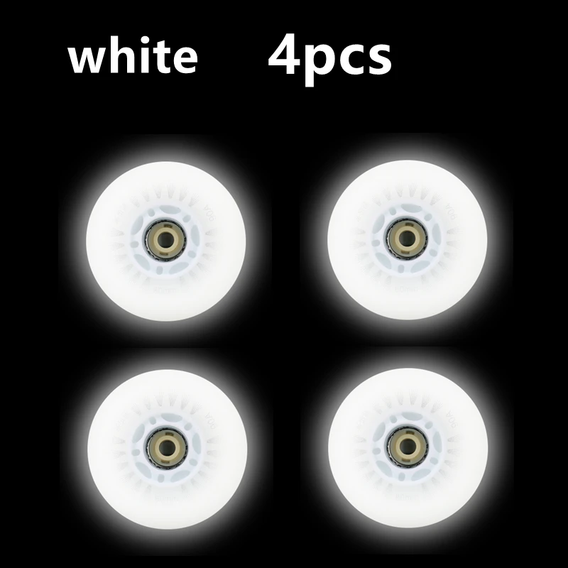 4pcs White Flash Inline Skate Wheels LED Roller Wheels 60/62/64/68/70/72/76//80/90/100/110/125mm Speed Skates Accessories