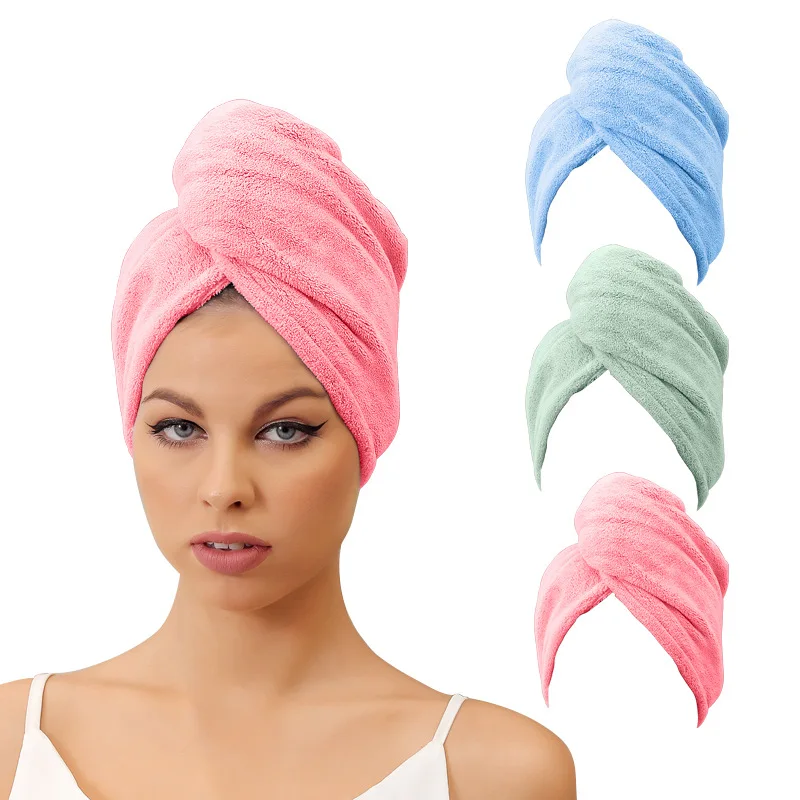 

Microfiber Hair Towel,Super Absorbent Hair Towel .Care Cap with Button.Wrap Fast Drying Hair Wraps for Women Bathroom Accessori