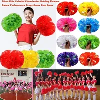 26cm Kids Game Pom Poms Multicolors PET Cheerleader Holding Flowers Come On Props Dance Performance Props 4