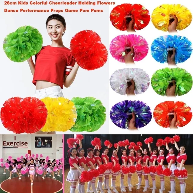 26cm Kids Game Pom Poms Multicolors PET Cheerleader Holding Flowers Come On Props Dance Performance Props 4 26cm Kids Game Pom Poms Multicolors PET Cheerleader Holding Flowers Come On Props Dance Performance Props 4