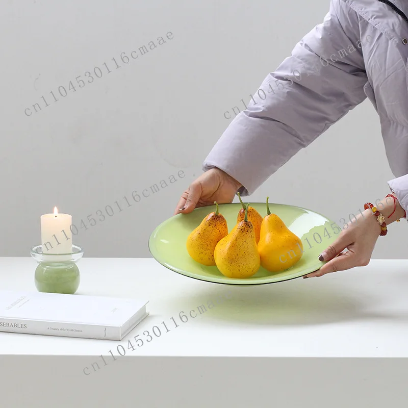 

Nordic style porcelain powder black edge open vase flower dining table TV cabinet simple creative handmade home