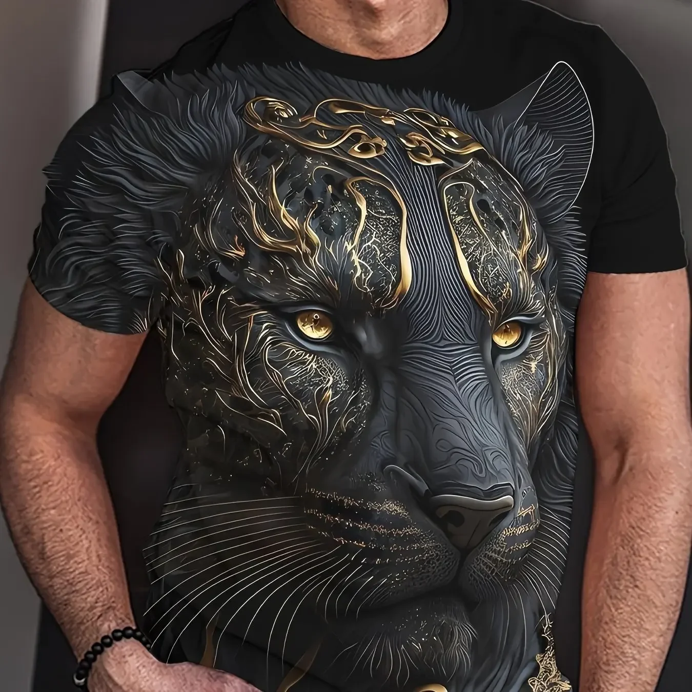 Herren-T-Shirt mit 3D-Löwen-Tiger-Aufdruck, Sommer, atmungsaktiv, schnell trocknend, T-Shirts für Herren, lässig, sportlich, T-Shirts, Outdoor, Laufen, Fitnessstudio, Workout