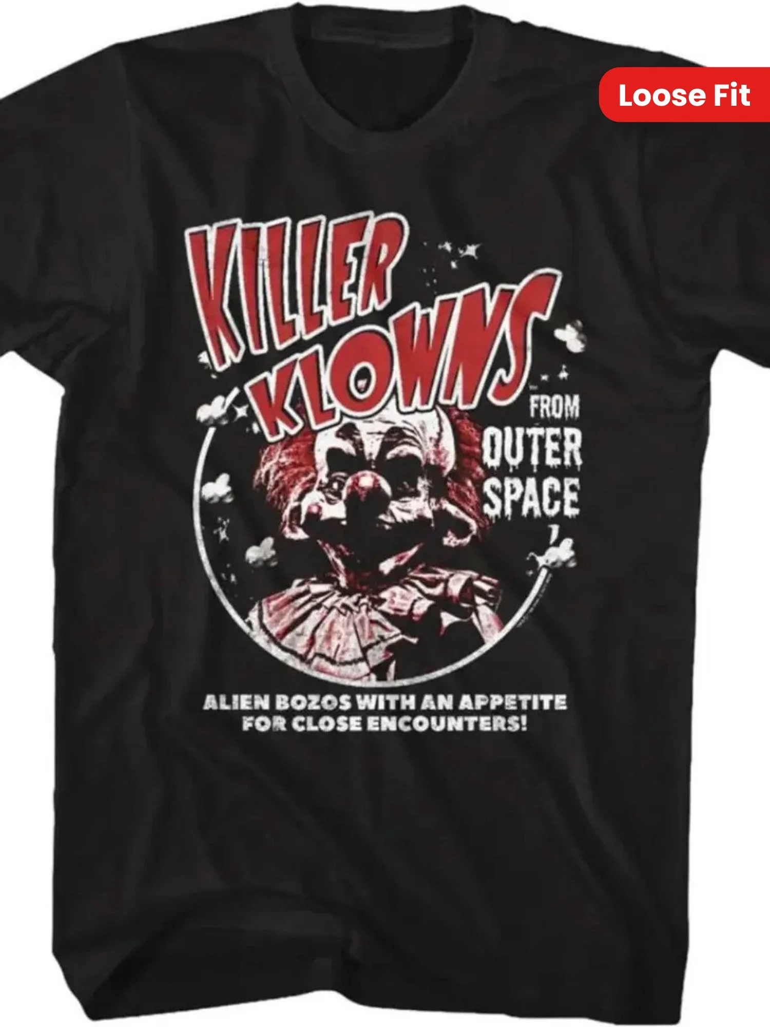 

[Horror Movie T-Shirt] Soft Cotton Men's Graphic T-Shirt | 1980s Horror Movie, Killer Clown from Outer Space