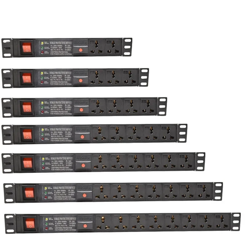 

PDU Power Strip Power Socket Double Break Switch Surge Protector Grounding overload protection 2-7Ways Universal AC Socket