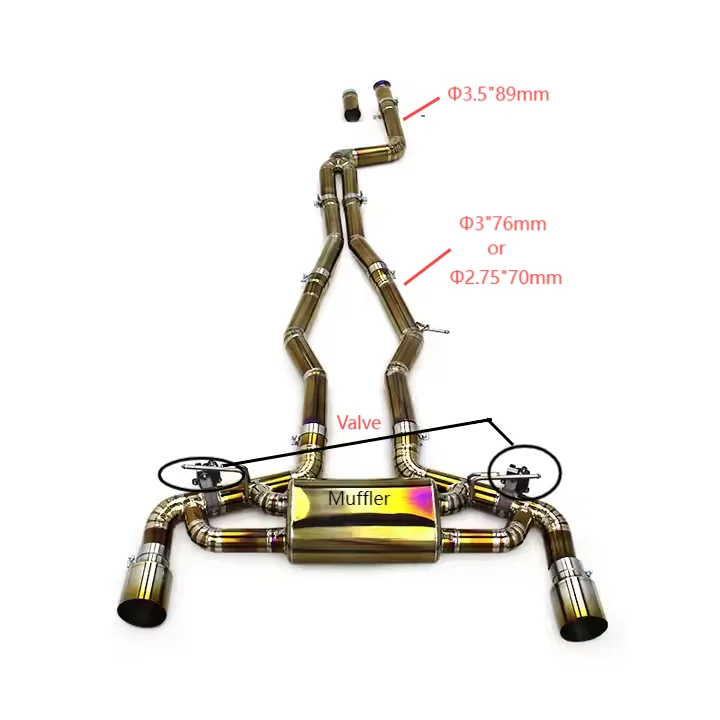 

Электронный клапан глушителя BK для Toyota Supra A90 3.0T 2020-2023, титановые выхлопные трубы Catback, зауженные золотые наконечники