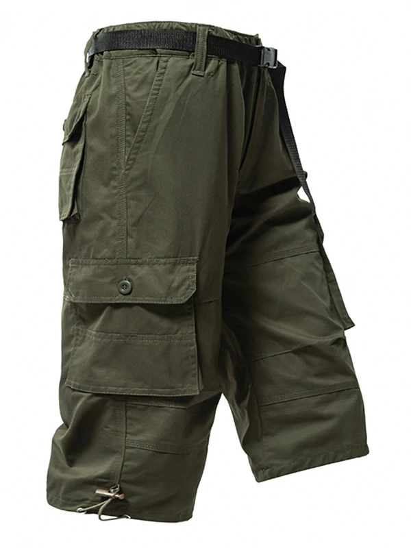 Men's Summer Cotton Loose Fit Multi-Pocket Breathable Workwear Shorts Casual Straight Leg Pants Fashionable Urban Style