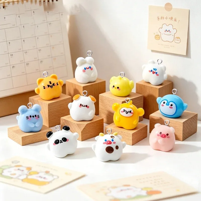 10Pcs Cartoon Animals Charms for Jewelry Making Findings Cute Handmade Lion Cow Rabbit Cat Mouse Panda Charms Diy Earrings