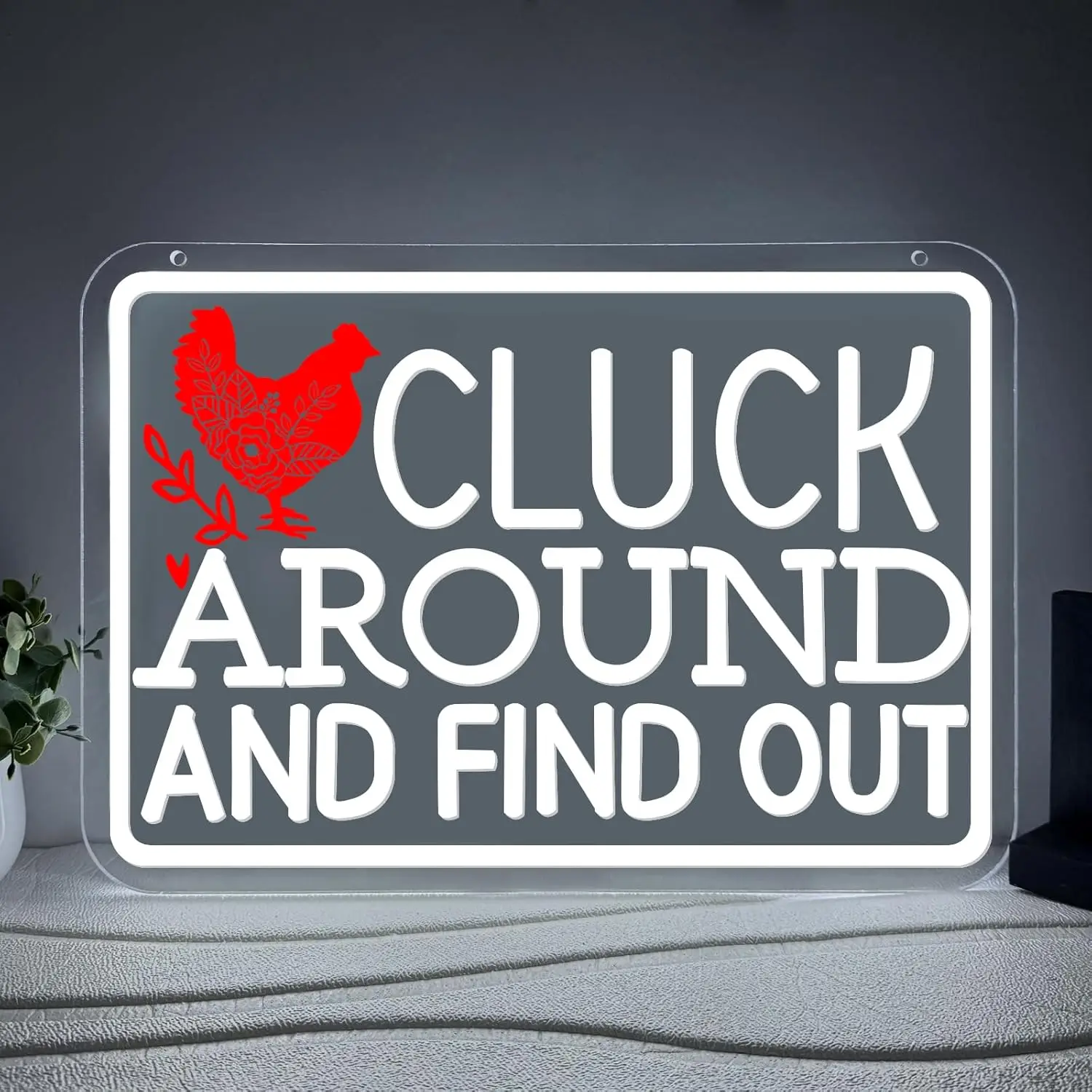 

Cluck Around and Find Out Neon Sign,Led Light for Home Farm Chicken Coop Farmhouse Kitchen Garden Decor,Funny Rooster Gifts